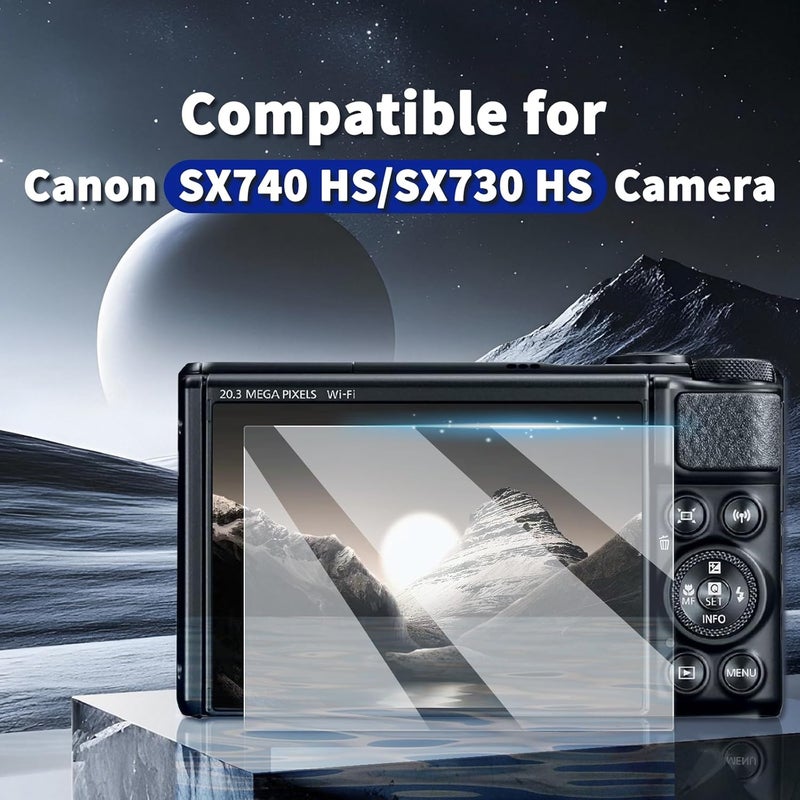 kinokoo Screen Protector for Canon SX740 HS SX730 HS Camera, 0.25mm Ultra Thin 9H Hardness Tempered Glass Film for SX740 SX730 HS Compact Camera - Anti-scratch & Anti-Fingerprint（2 Packs - Image 2
